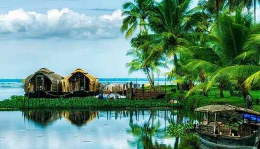 Traditional houseboat cruising on the tranquil Kerala backwaters