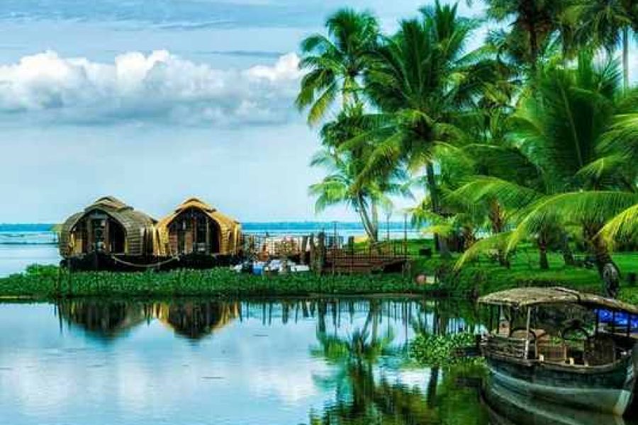 Traditional houseboat cruising on the tranquil Kerala backwaters